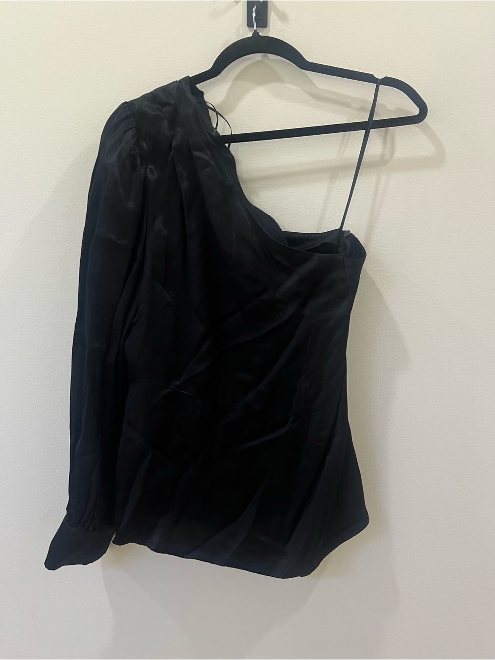 Zara Black One-Shoulder Satin shirt